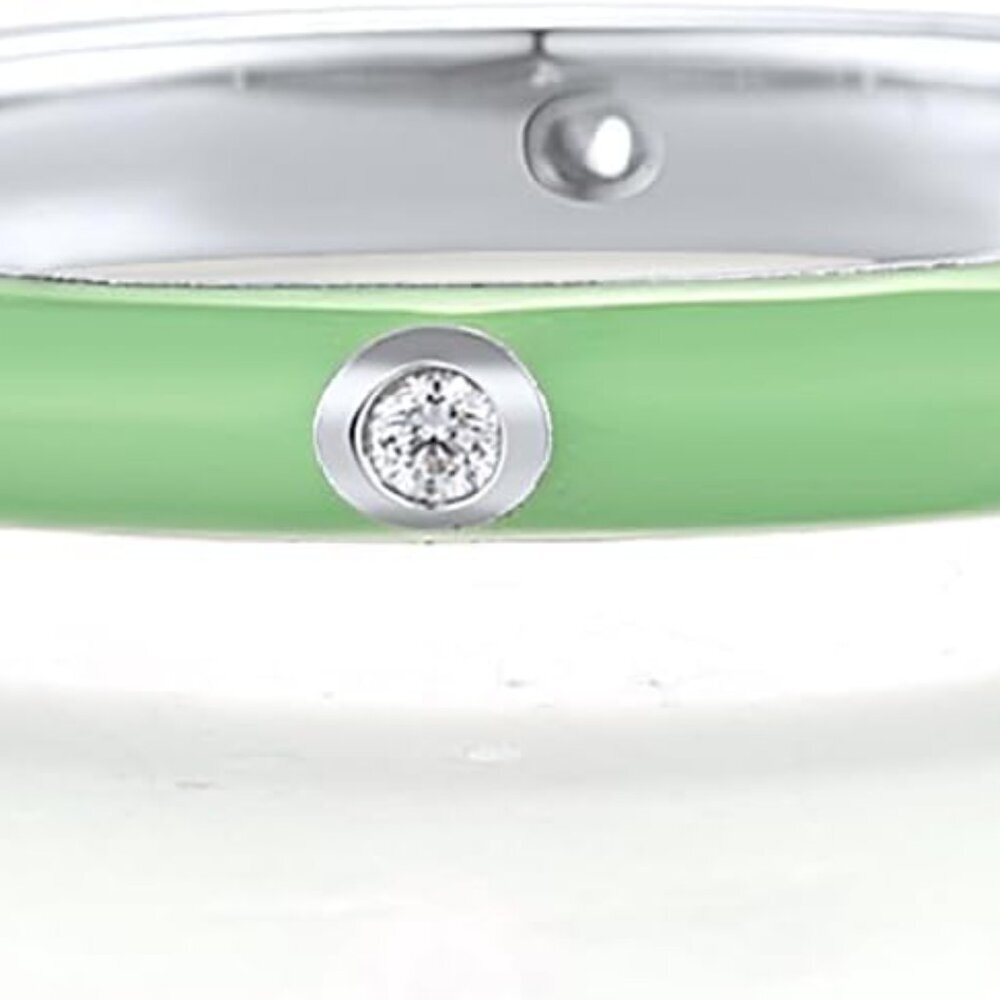 Stackable Enamel Ring 925 Sterling Silver Cubic Z… - image 2